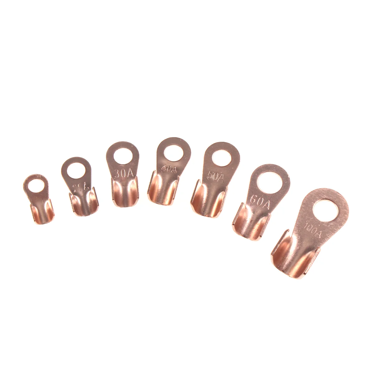 10PCS OT-10A 20A 30A 40A 50A 60A 80A 100A 150A 200A 250A Copper Circular Splice Terminal Wire Naked Connector Battery Cable Lug
