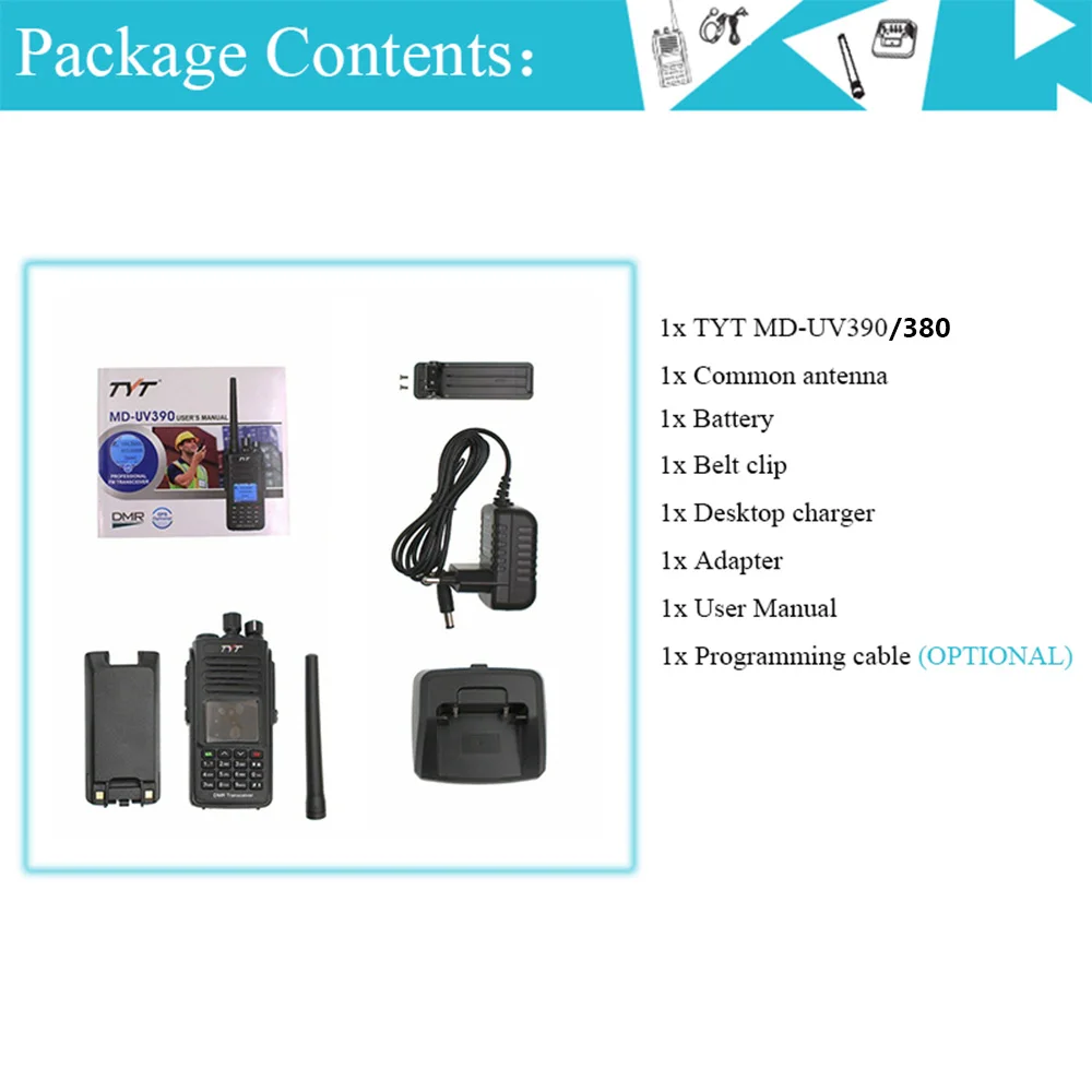 TYT NEW AES256 Encryption MD-UV380/390  Digital Walkie Talkie VHF UHF Dual Band Waterproof Radio GPS Ham Radio DMR Walkie Talkie 6
