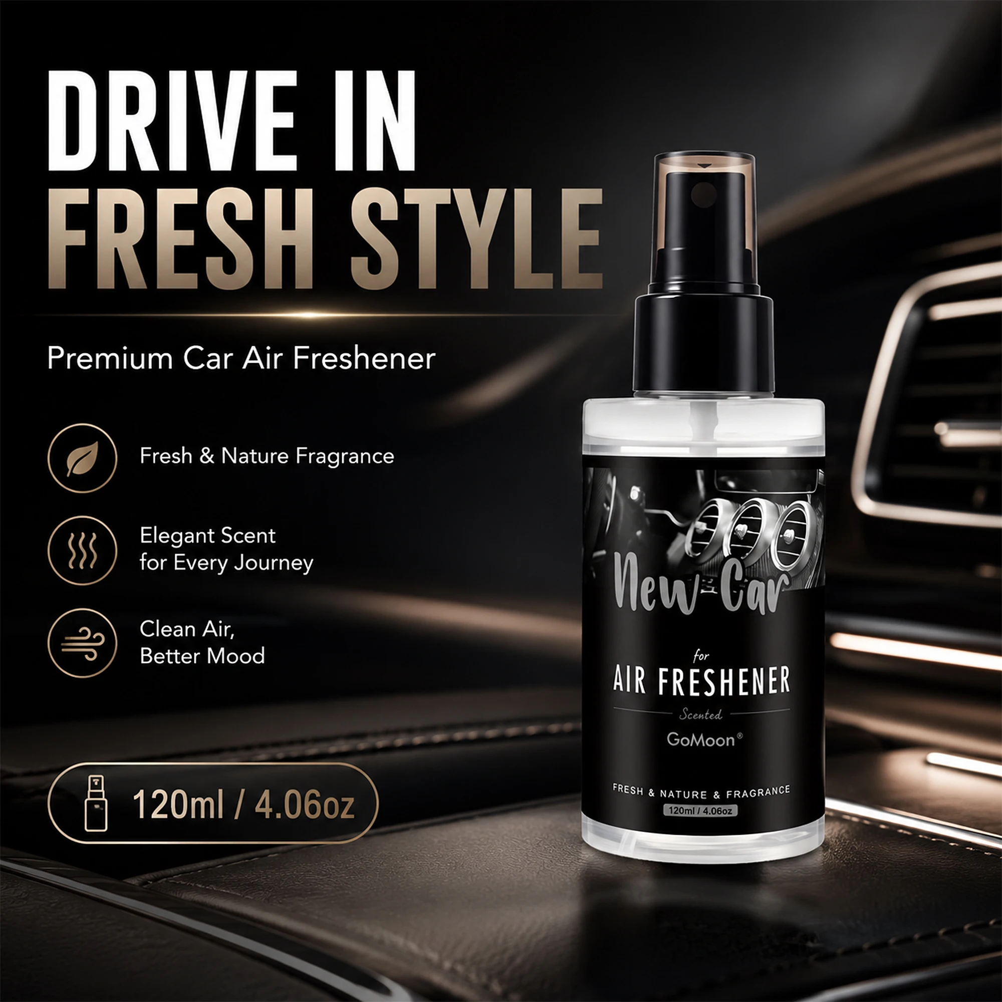 Premium New Car Scent Air Freshener - 120ml/4.06oz, Long-Lasting Fragrance