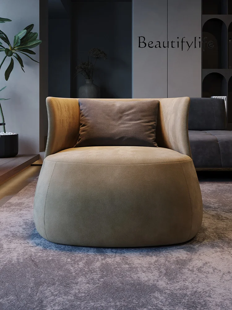 

Italian Minimalist Leisure Chair Skin Feeling Faux Leather Designer Lazy Leisure Single Sofa