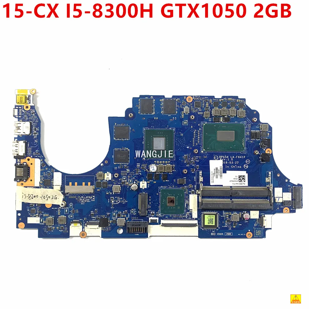 

Used L20295-001 L20295-601 L21792-601 For HP Pavilion Gaming 15-CX Laptop Motherboard DPK54 LA-F841P I5-8300H GTX1050 2GB