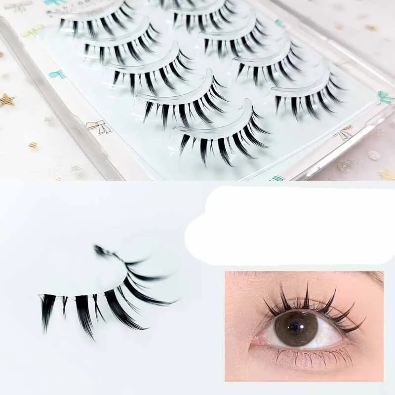 5 Pairs Women Natural Japanese Serious Makeup False Eyelashes Short Thin Eye Lash Extension