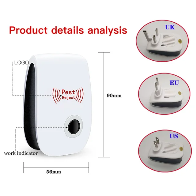 Pest Pesteller Elektronikus Ultrahangos Kártevő Elutasító Egér Patkány Csótány Kártevőirtó Készülék Háztartási Szúnyoggyilkos Eu Us Plug - Image 3