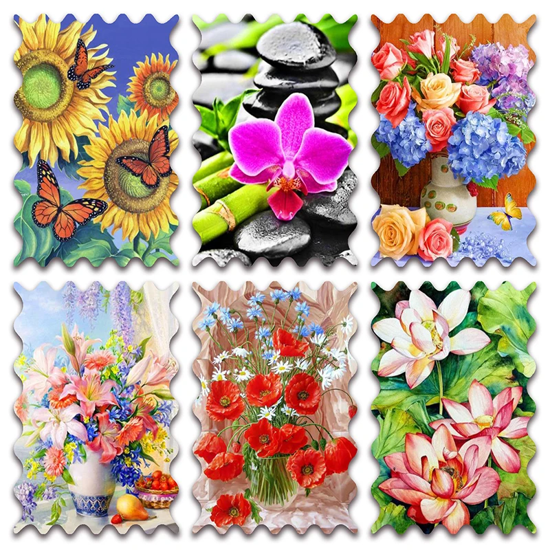 

New Full Diamond painting mosaic embroidery Flower begonia Sunflower Rose Orchid Lotus Lily Bamboo Cross stitch Home decor E262