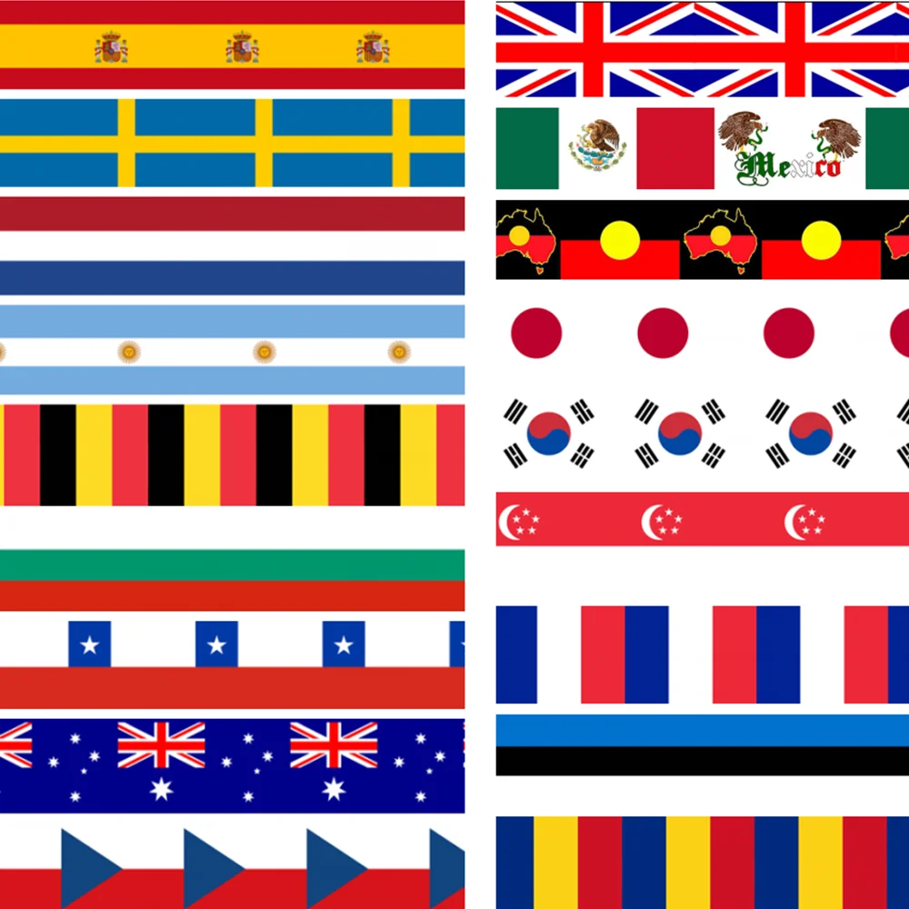 Flag Printed Grosgrain Ribbon Accessories Headwear Decoration Collar DIY Sewing Craft 50yards S2549