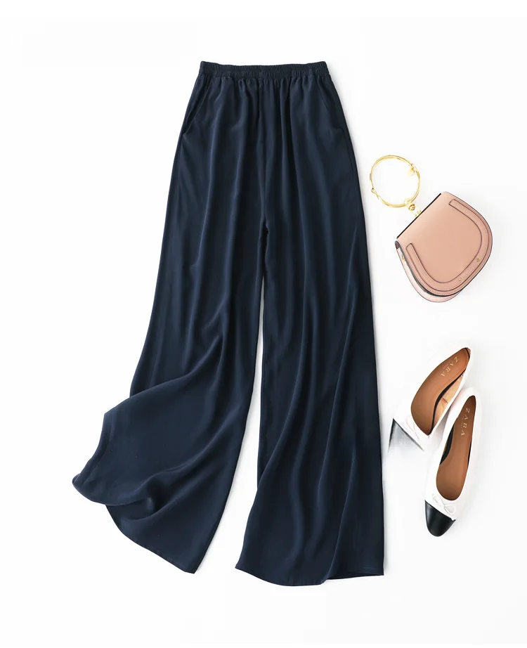女性用ワイドレッグパンツ100%,ピュア,シルク,ラージ,ロング,ベージュ,ブラック,ネイビー,mm002 Sf8fa2ea902044ba1842b280af28ef
