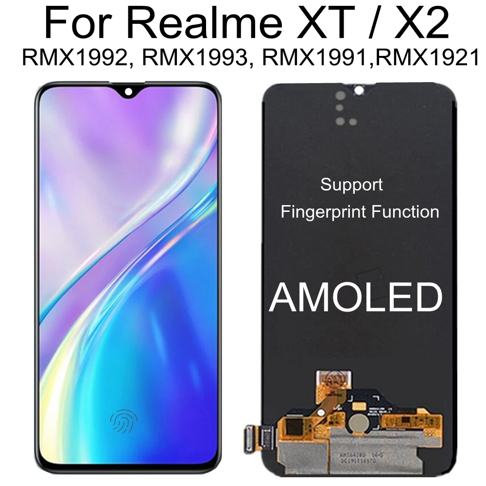 

6.4" For OPPO Realme X2 RMX1992 AMOLED LCD Display RMX1991 Touch Screen RMX1993 Digitizer Assembly For Realme XT RMX1921 LCD