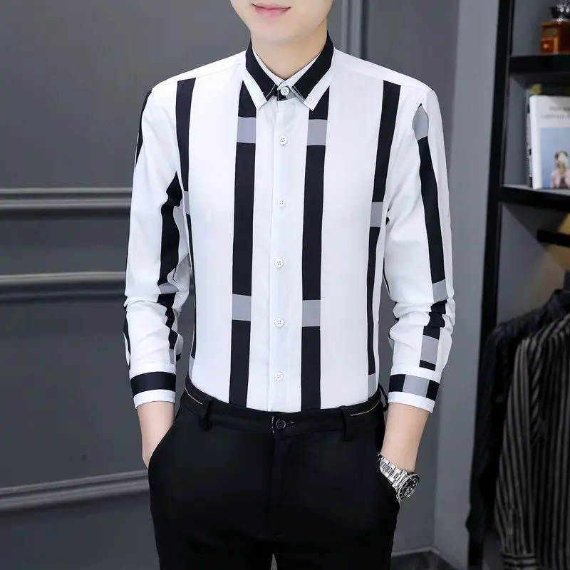 Spring Autumn KPOP Fashion Style Harajuku Slim Fit Tops All Match Loose Casual Shirt Korean Style Pointed Collar Printed Blusa