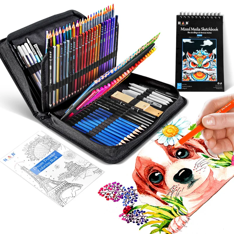 Lapis Colorido com Bolsa de Pano para Esbocar Desenho a Oleo Suprimentos de Arte para lapis colorido com saco de pano para esbocar desenho a oleo suprimentos de arte para