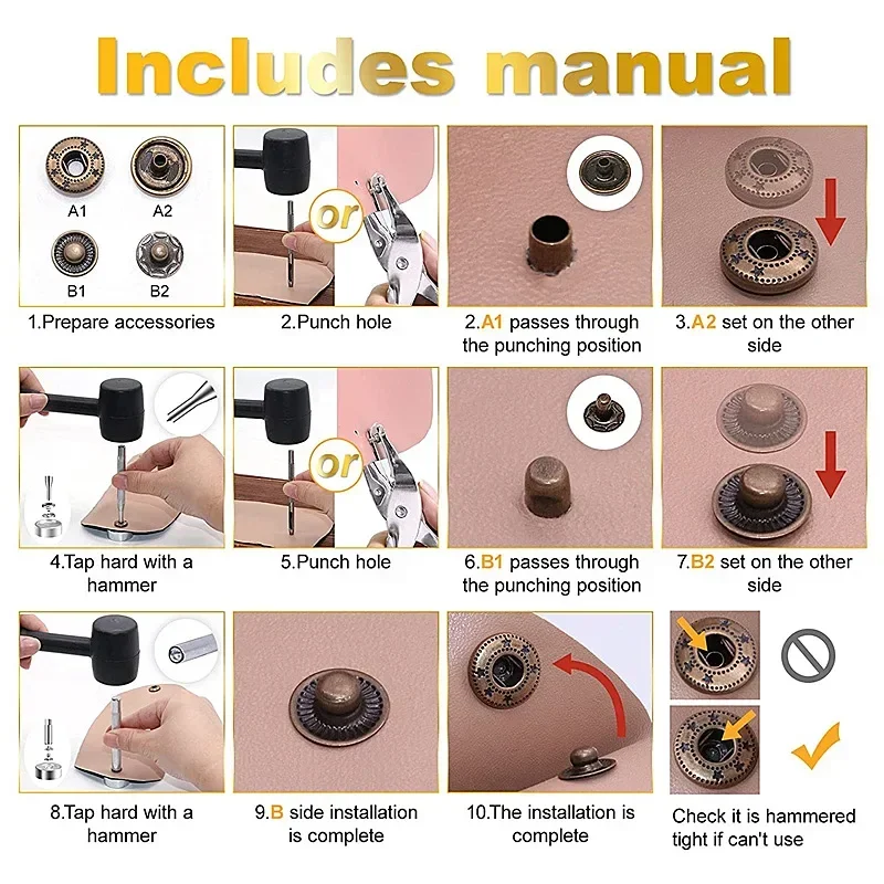 Meetee 10Sets 10/12/15/18/20/25mm Matal Snap Buttons Jeans Bag Decorative Buckle DIY Garment Sewing Button Craft Accessories 6