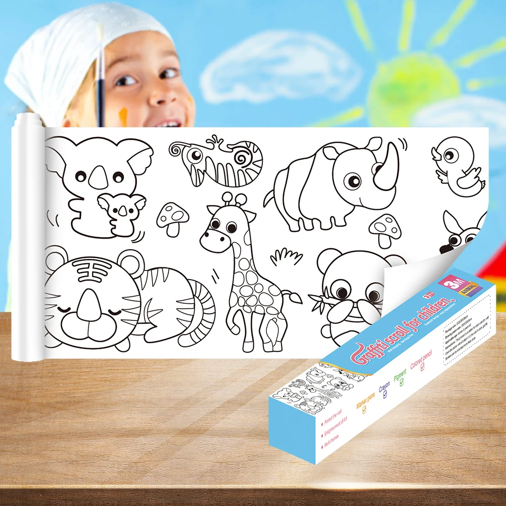 DIY 색칠 그림 종이 연필 그림으로 자를 수 있는 커팅 가능 종이 다용도 그림 종이 롤 어린이 선물용