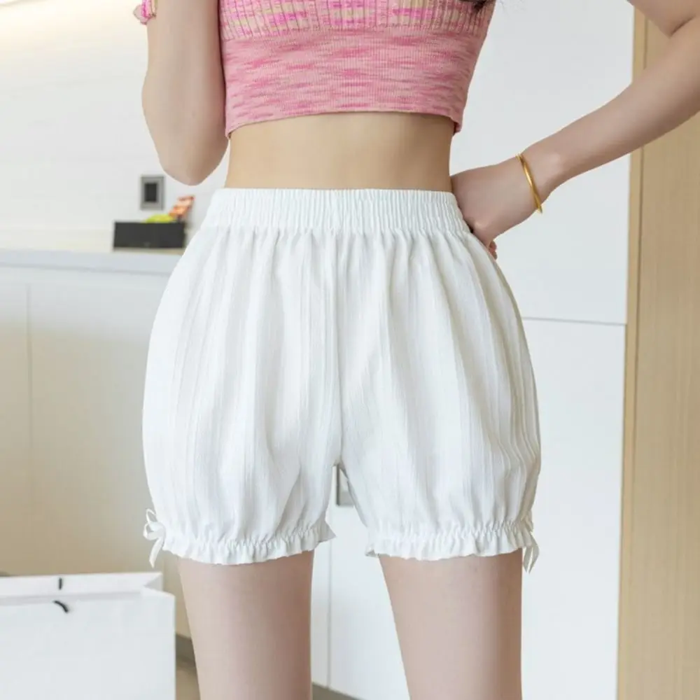 

Pure Color Summer High Waist Underpants Lingerie Loose Lantern Panties Women Pumpkin Shorts Bowknot Safety Pants Plus Size