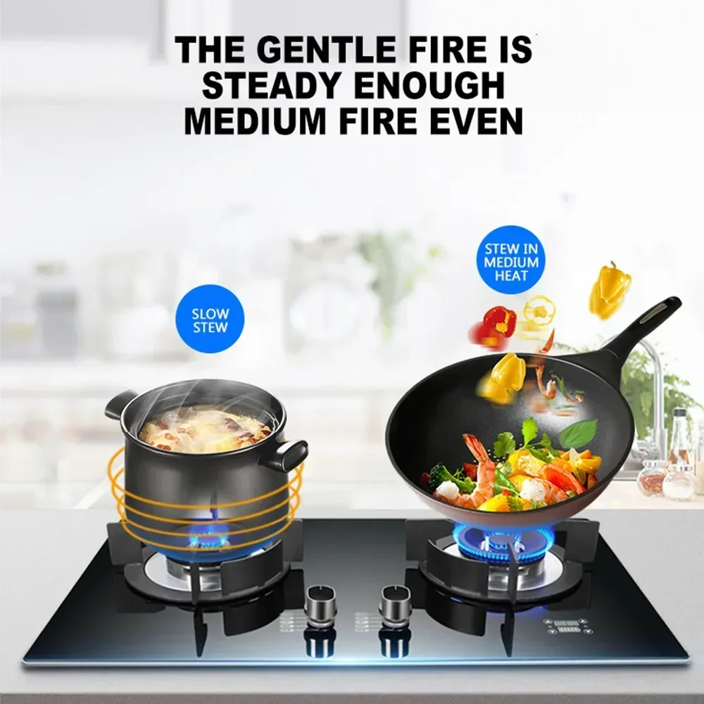 4000W Heat Flow Domestic Embedded Gas Stove Natural Gas Stove Liquefied Gas Hob Tempered Glass Panel Double Stove Cooktop 2