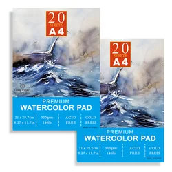 Premium Watercolor Pad, 140lb/300gsm, 20 Sheets | Cold - Pressed, Acid - Free, Artist Paper for Painting and Mixed Media (2pcs A4)
