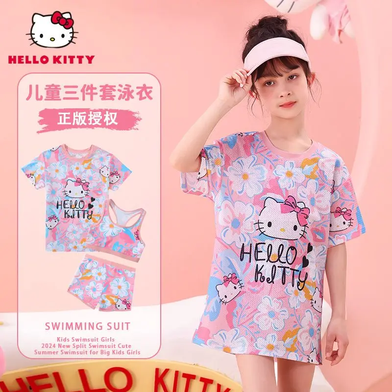 

Kawaii Sanrio Cinnamoroll My Melody Hello Kitty Купальник для девушек летний купальник раздельного типа Аниме фигурки мультфильмов праздничный подарок