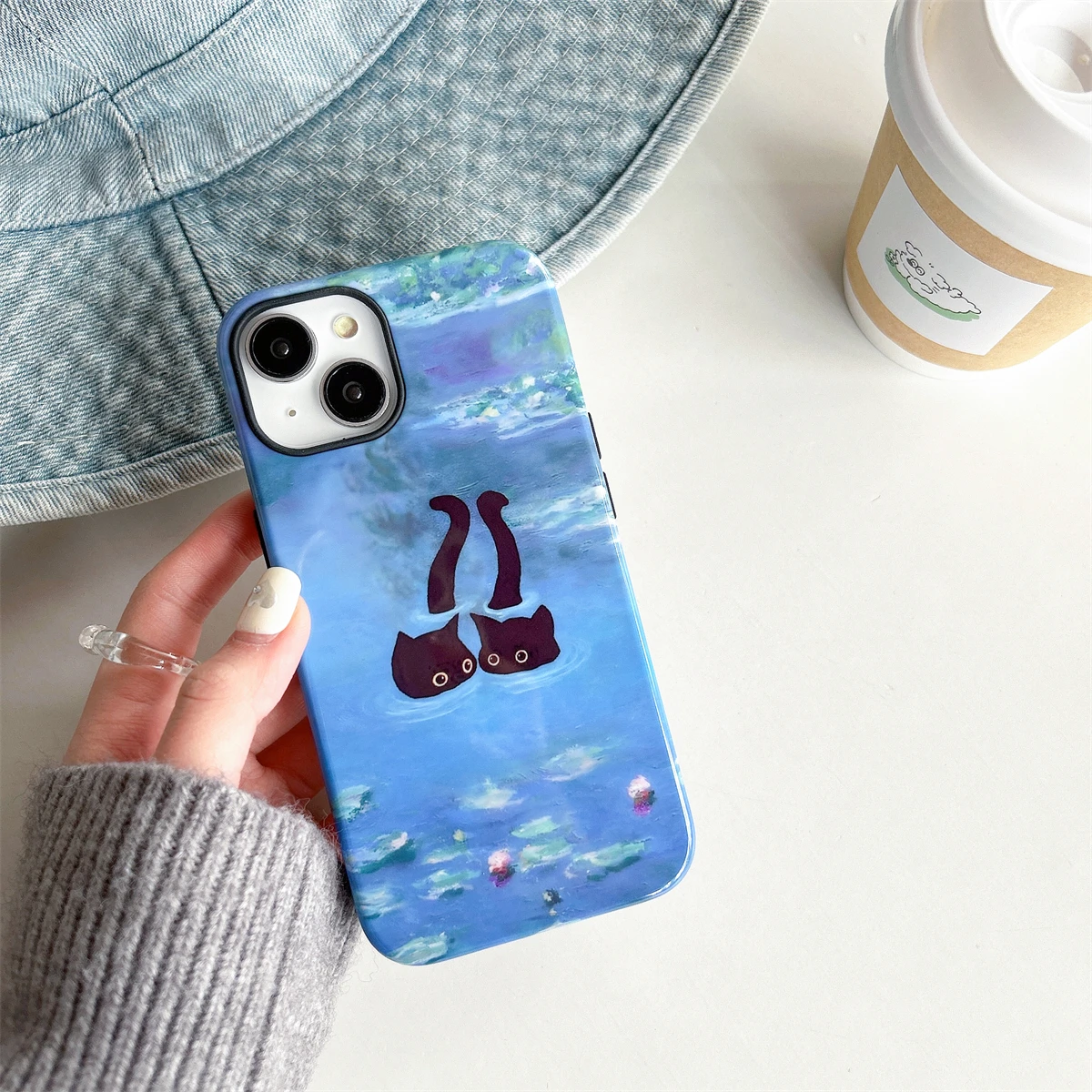 Pool image intInclusive Phone Case Two-In-One Film Protective Shell For iPhone 15 14 13 12 11 Pro Max Plus Mini