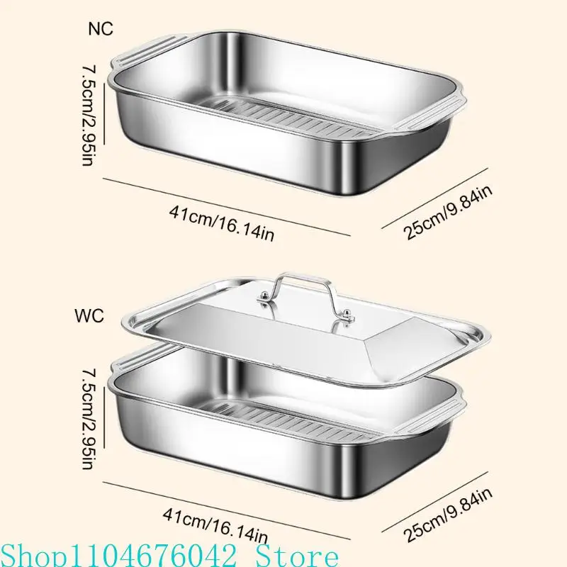 5asd Practical Stainless Steel Square Tray Elegant Silver Serving Platter Dishwasher Safe for Kitchen Use