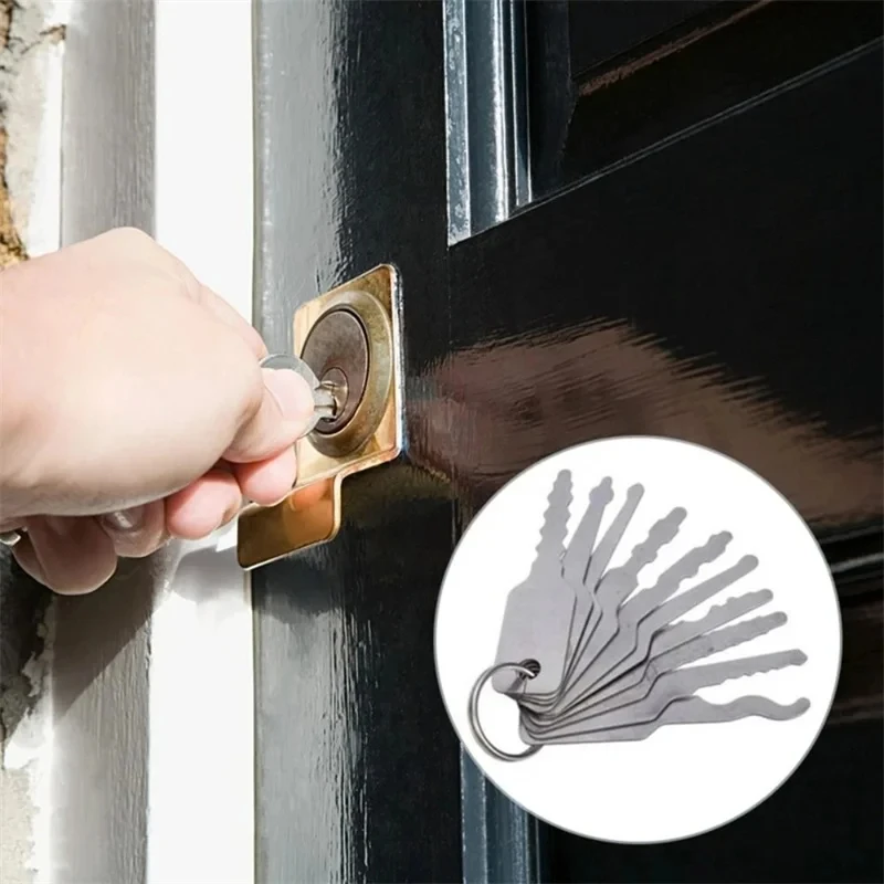 Repair Accessories Lock Open Stainless Steel Jiggler Keys 10Pcs/Set Door Open Keys Dual Sided Car Unlock