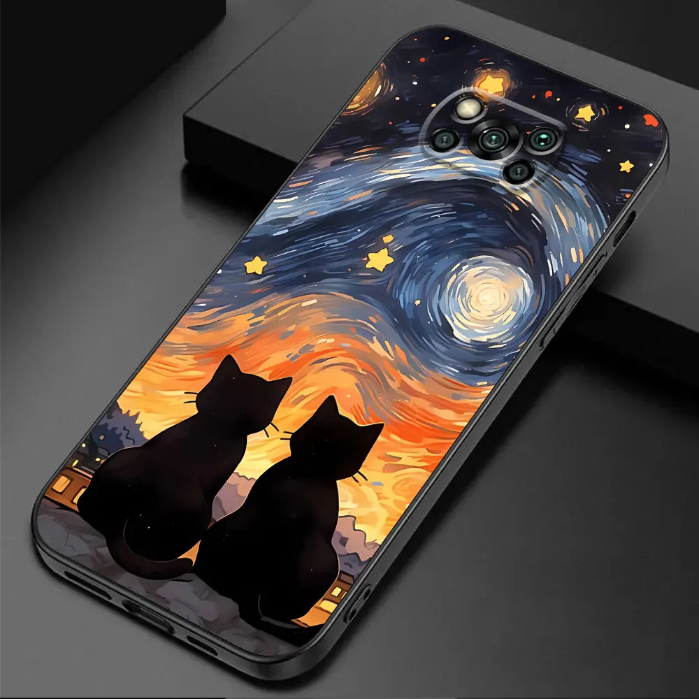 Starry Sky Cat Silicone Phone Case