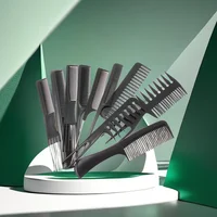 New 10pcs/lot Black Makeup Comb Set Styling Hairdressing Comb in 10 Designs Barber Training Tail Combs Salon HairCut Comb 2
