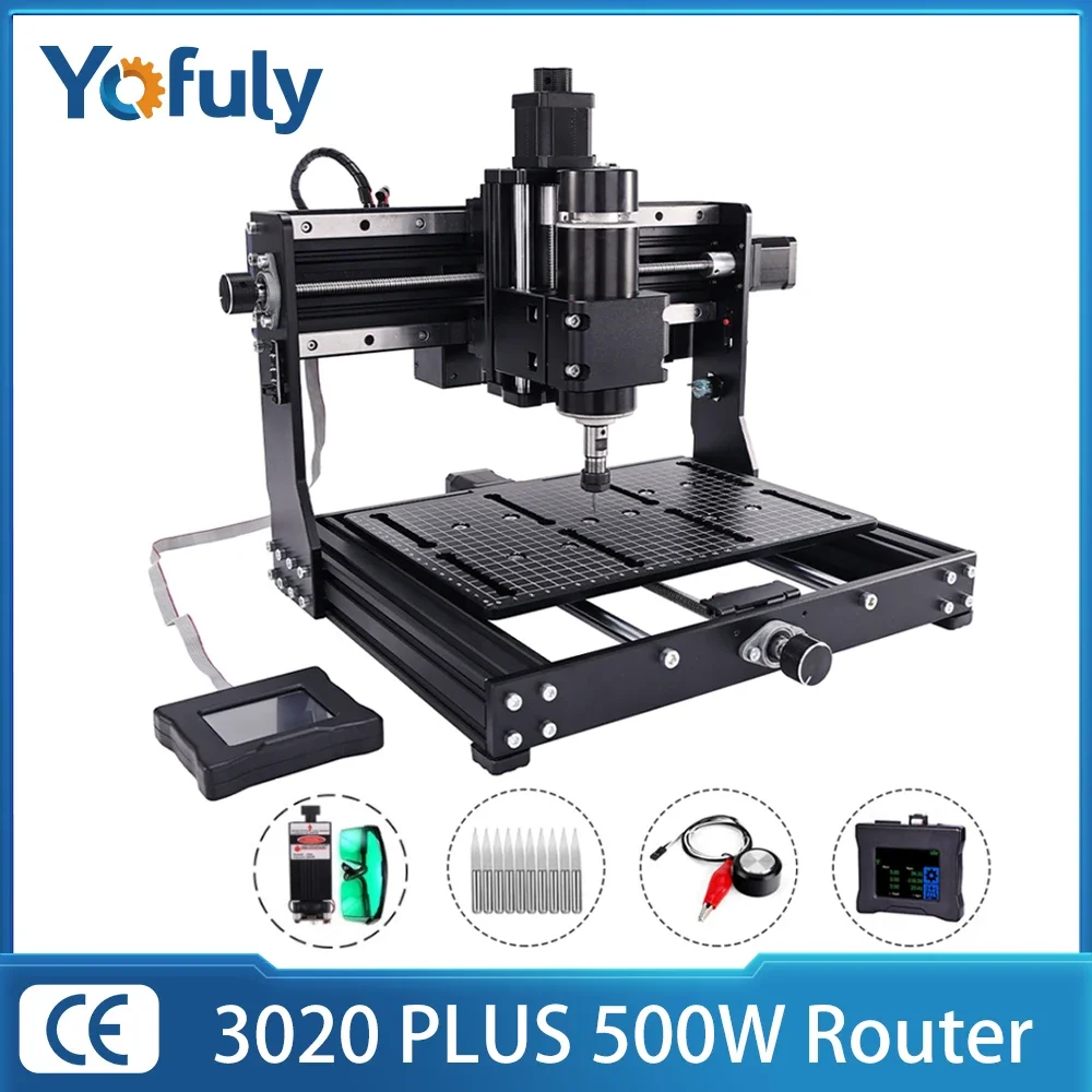 

500w Spindle CNC Wood Router 3020 Plus Max Metal Milling Engraving Machine 3-axis DIY Laser Engraver For Cut Aluminum Steel MDF