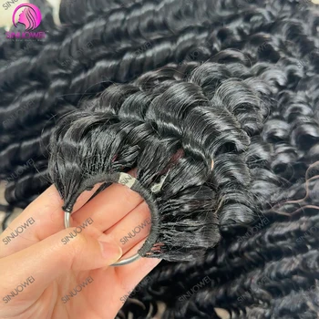 12A Deep Wave Feather Crochet Hair Double Drawn 100% Human Hair Pre-Separated Crochet Feather Hair Extensions For Braiding 1