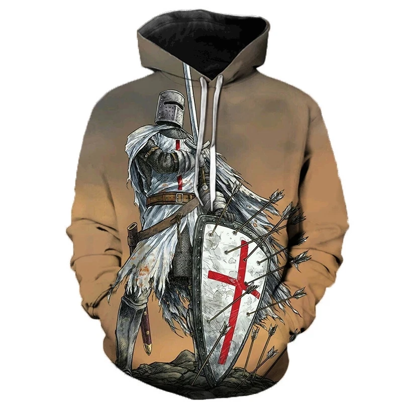 Crusades Knight Fashion Style 3D Printed Hoodies Harajuku Unisex Pullovers Hoodie Casual Sweatshirts Street Top Tracksuit
