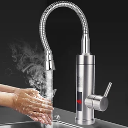 Water Heater Intelligent Instant Hot Water Faucet Stainless Steel Universal Hose Tankless Faucet Water Heater 3000W 110V 220V