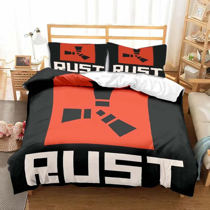

Rust Game Logo Printed Duvet Cover Set Bedding Set Teen Bedroom Single Double King Size Duvet Cover and Pillowcase Boy Gift