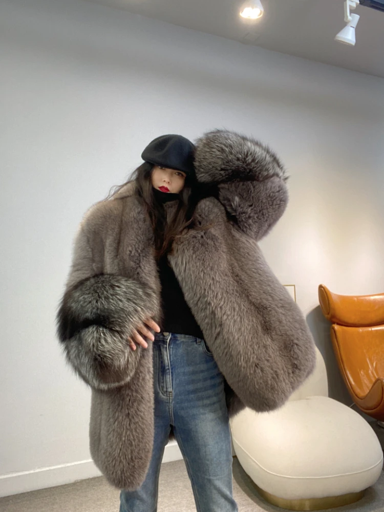 Fangtai 2023 New Winter Warm Luxury Natural Real Fox Fur Jacket For Women Fashion Outwear FemaleVest Coats Free shipping Warm