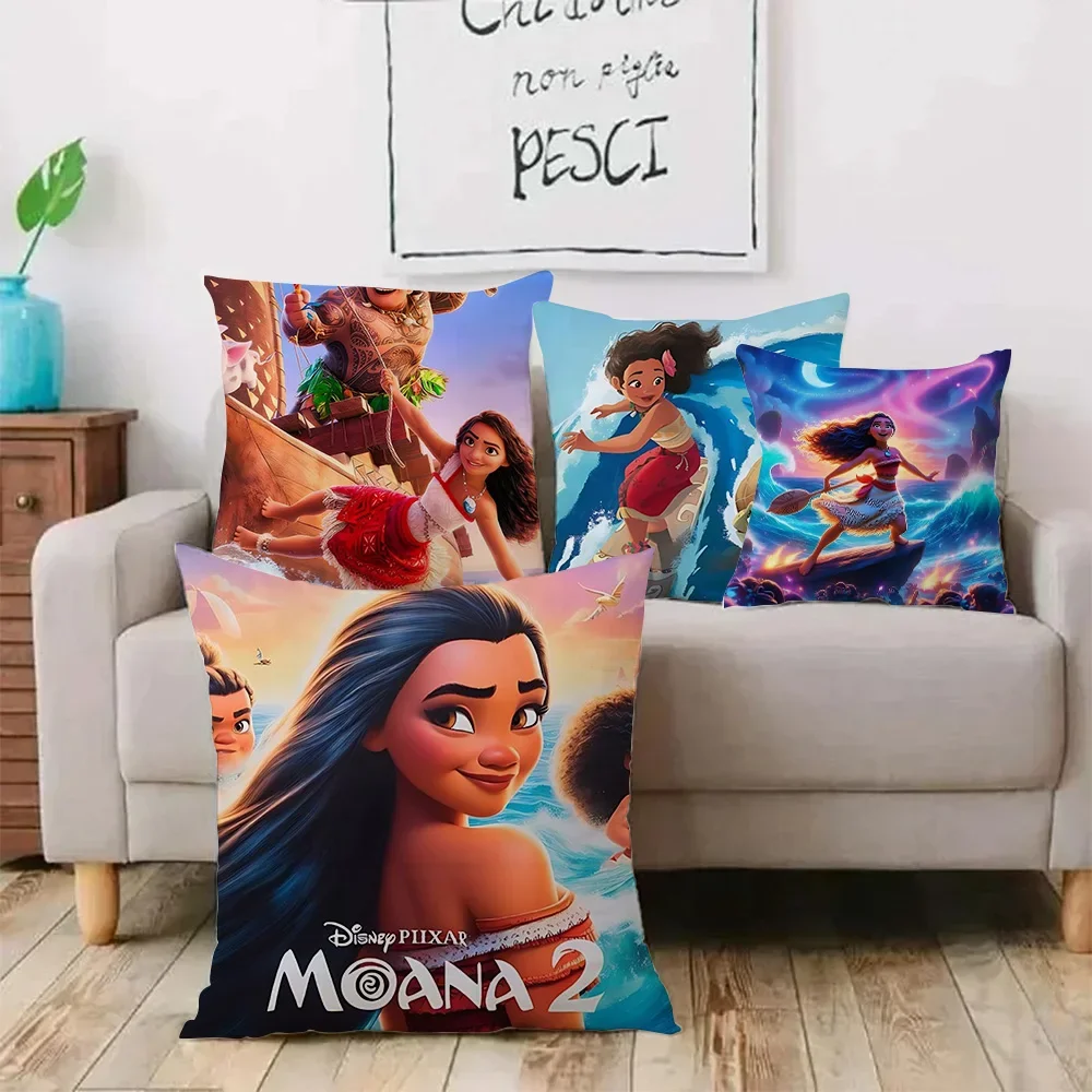 Pillow Covers Disney Moana Cartoon Sofa Decorative Home Double-sided Printing Short Plush Cute Cushion Cover