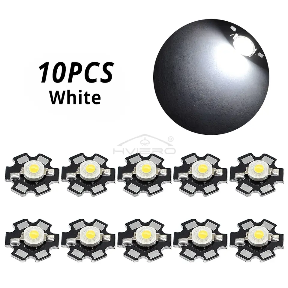 10X 20mm 3V 3W Led High Power Chip Light Bead White Red Blue Green Led Beads Emitter LED Bulb Diodes Lamp with Star Min Heatsink image 7