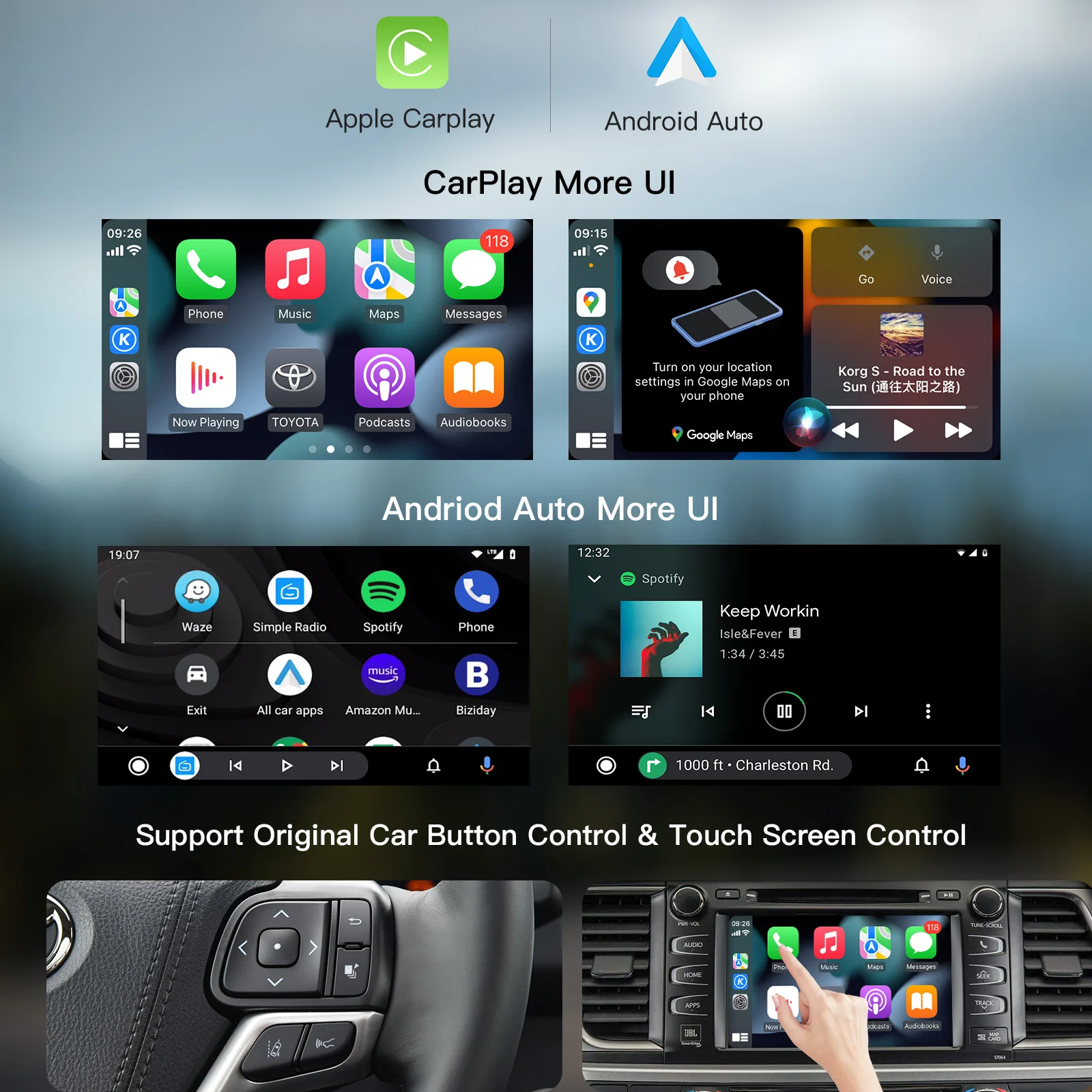 CARABC Wireless Carplay Android Auto Per TOYOTA Camry CHR RAV4 Corolla Tacoma Tundra Highlander Prius 4Runner Yaris Modulo - immagine 5