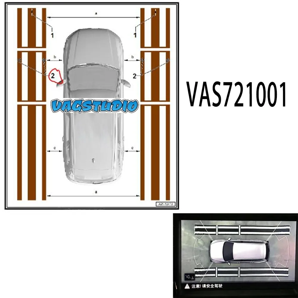 Per Audi VW Skoda Seat originale 360 strumento di calibrazione della fotocamera del visualizzatore posteriore dell'ambiente VAS721001