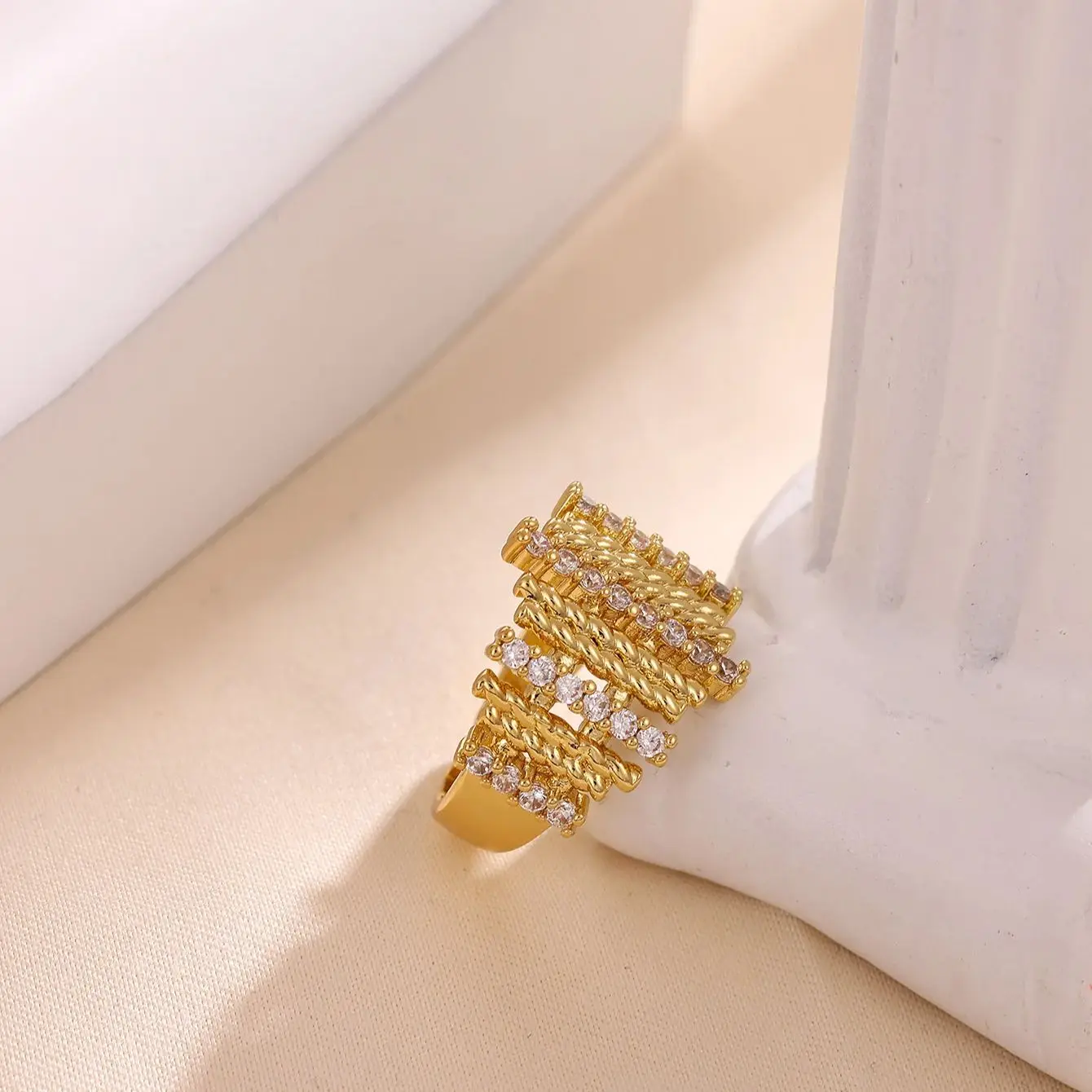 Zircon Geometric Woven Rings for Women