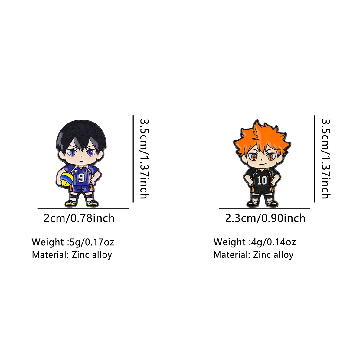 2 Stück Niedliche Volleyball-Jungen Emaille-Pins Cartoon-Anime-Broschen für Mäntel Damen-Broschen Modische Anstecknadeln Schmuck Geschenk für Freunde – Detail 2