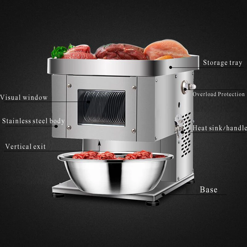 110V 220V Meat Cutting Machine Commercial Stainless Steel Desktop Fresh Meat Slicer For Sale 5
