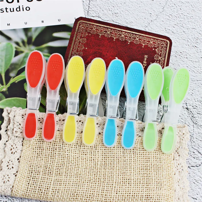 

12Pcs/Set Plastic Clothespin Windproof Underwear Socks Drying Rack Clothes Peg Colorful Soft Laundry Folder Small Drying Clips