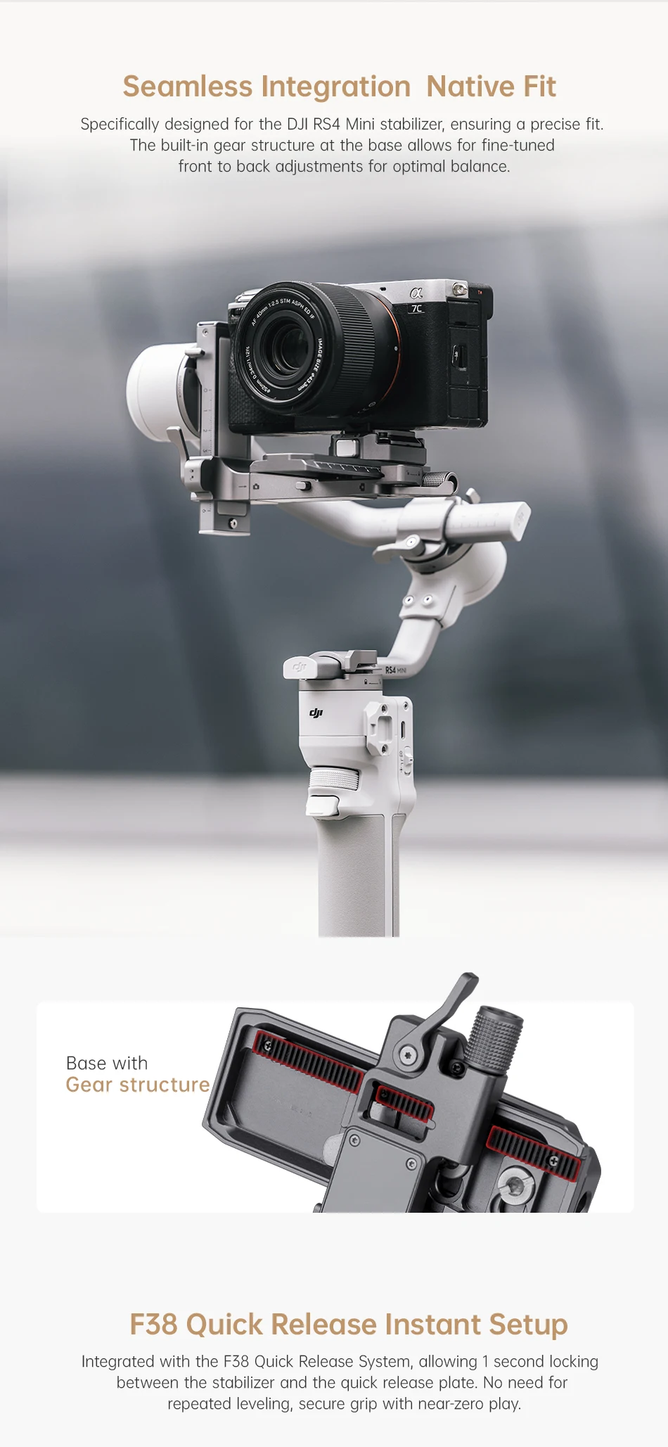 F22 F38 Quick Release Plate Kit for DJI RS4 Mini Quick Switching Between Stabili