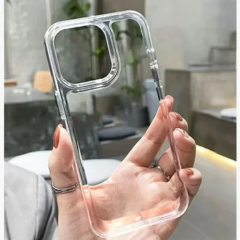 Luxury Silicone Transparent Shockproof Armo Case For iPhone 15 16 14 13 12 11 Pro Max Plus XR XS X Phone Clear Protection Cover 6