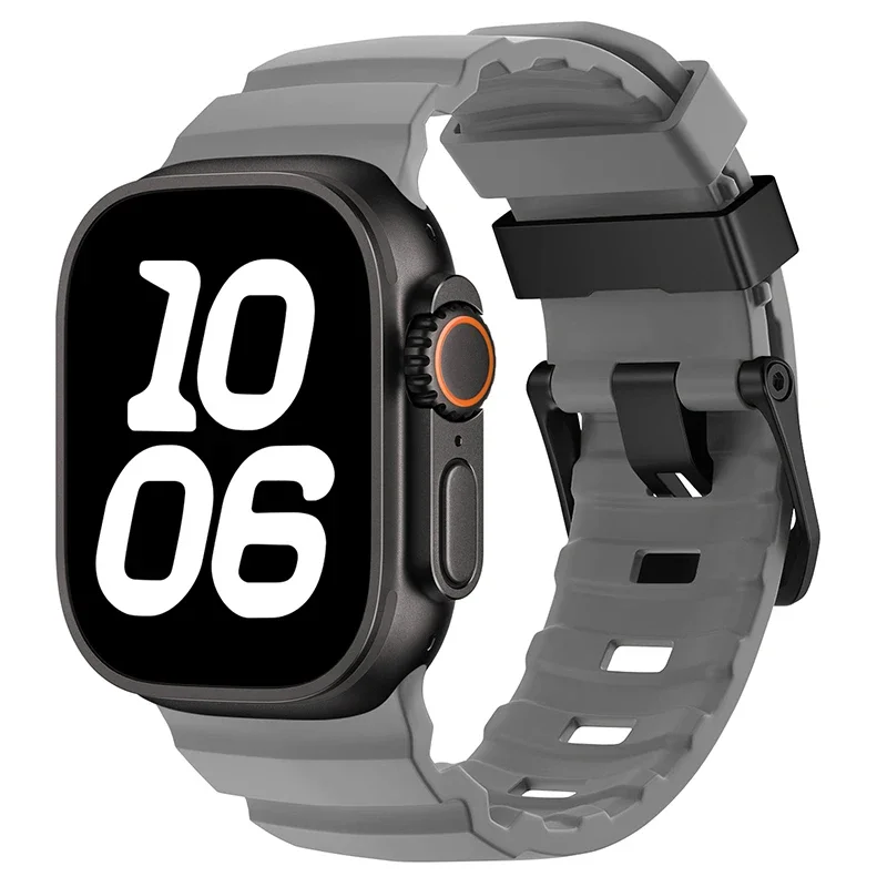 Sport Silicone and Titanium Metal Bracelet Strap