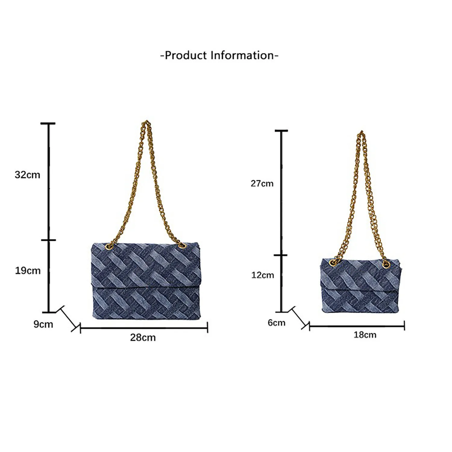 Women's K-G Shoulder Bag For High Quality Braided Denim Chain Crossbody Bag Designer Luxury Handbag Brand Ladies