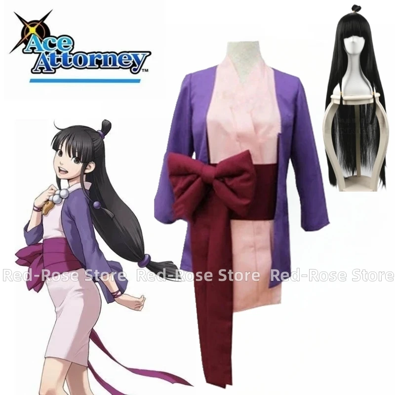 Milwaucustom Size "Ace Advocator Phoenix Wright Gyakuten Saiban Maya Fey Dress Set Completo Parrucca Costume Cosplay Di Natale