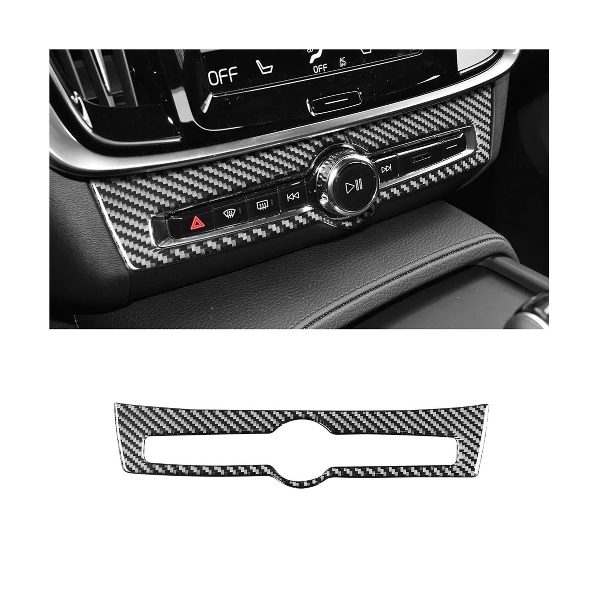 

Car Center Console Volume Adjustment Frame Sticker Trim Carbon Fiber for Volvo S90 2017-2022 Accessories