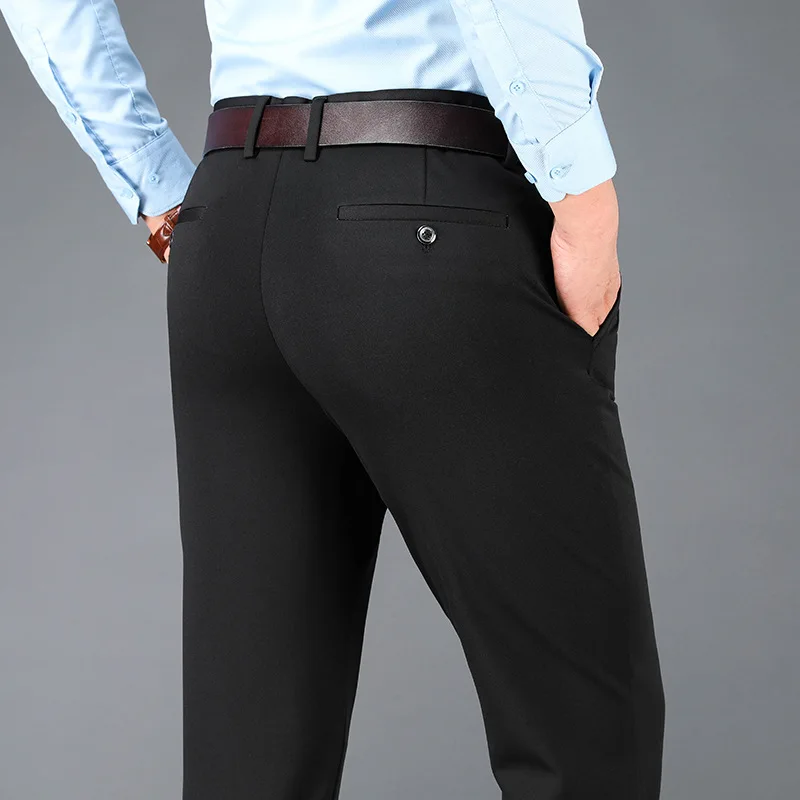 Suit Pants Fattening and Enlarging Suit Pants Men's Spring and Summer Men's Casual Pants Loose Straight Tube Middle-aged Business