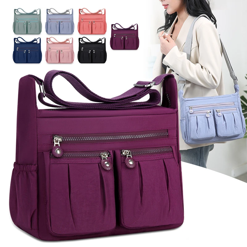 Ladies' shoulder bag, equipped with adjustable shoulder strap, multiple zippered compartments, polyester lining, and can be matc