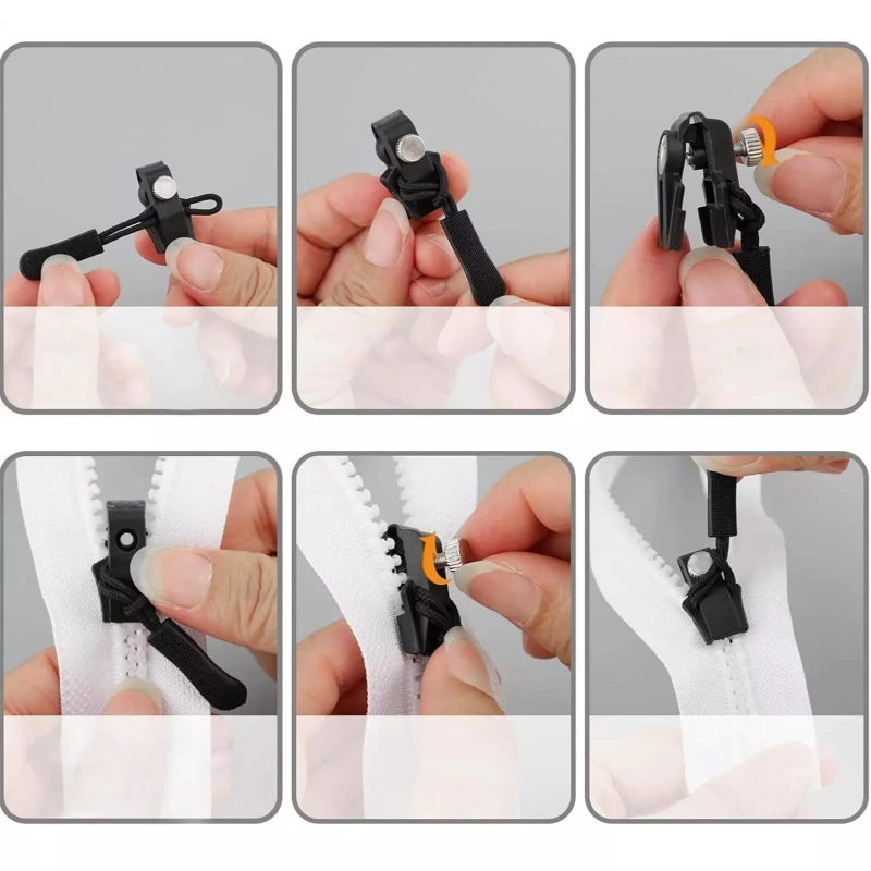 6/12/18PCS Universal Removable Zippers Head Zip Repair Kit Black+White 3 Sizes DIY Replacement Zipper Puller Repair Kit zipper repair kit zipper pullers zipper heads zipper accessories