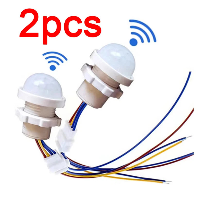 2PCS Smart PIR Motion Sensor Detector Switch Home Indoor Outdoor Infrared Light 110V 220V Time Delay Mode Adjust Lighting Switch