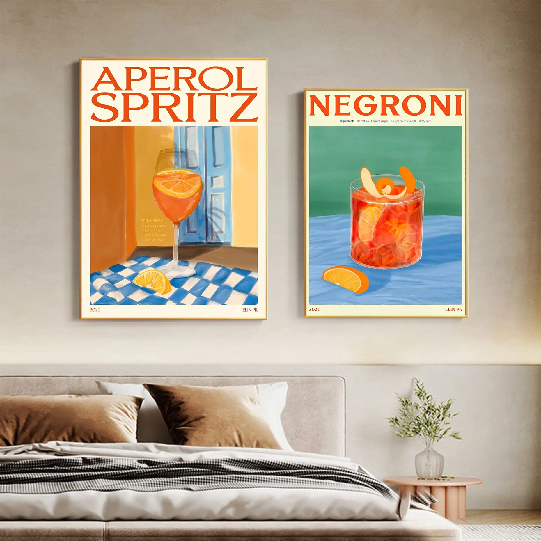 Cartoon Fruit Juice Mojito Aperol Spritz Poster Fancy Wall Sticker Per Soggiorno Bar Decorazione Decor Art Wall Stickers