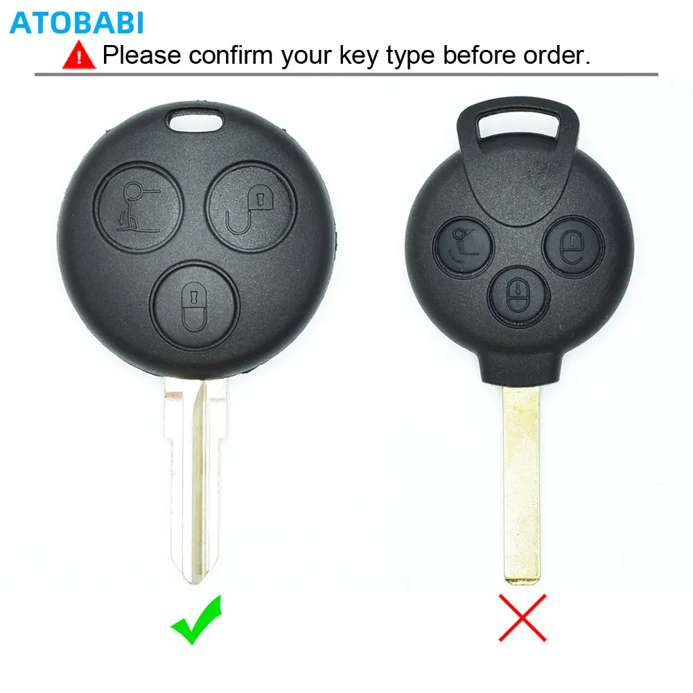 2 Custodie Telecomando Smart Key 3 Tasti - Per Smart 450 Fortwo, City Coupé, Cabrio - Ricambio